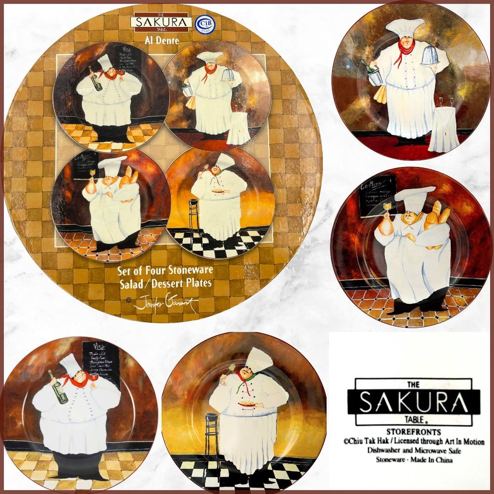 Sakura Al Dente Chef Salad Dessert Plates - Set of 4 Jennifer Garant Stoneware
